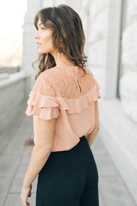 Ansley Lace Ruffle Sleeve Top