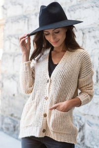 Amber Button Front Cardigan in Tan - FINAL SALE