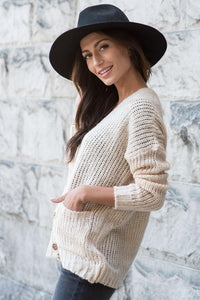 Amber Button Front Cardigan in Tan - FINAL SALE