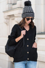 Load image into Gallery viewer, Amber Button Front Cardigan in Black - FINAL SALE
