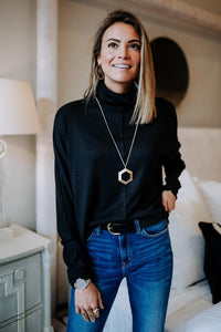 Dolman Cowl Neck Top in Black
