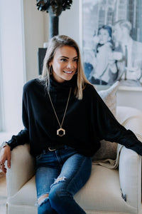 Dolman Cowl Neck Top in Black