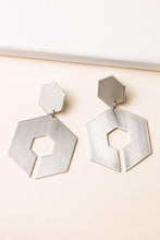 Load image into Gallery viewer, Hexagons Oversized Earrings in Silver
