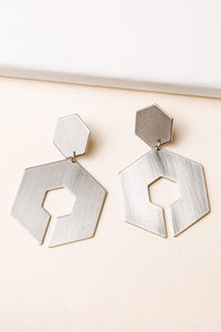 Hexagons Oversized Earrings in Silver