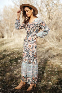 Arielle Floral Maxi Dress in Blue