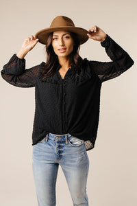 Emilie Dot Print Top in Black