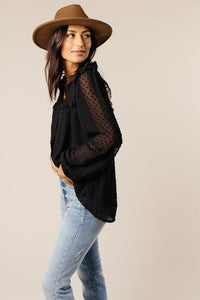 Emilie Dot Print Top in Black