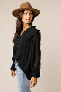 Emilie Dot Print Top in Black