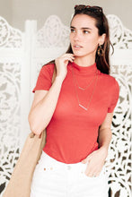 Load image into Gallery viewer, Annika Mock Neck Top In Rust
