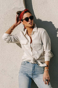 Bray Button Down Top in Cream - FINAL SALE