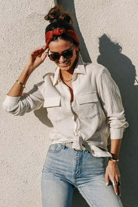 Bray Button Down Top in Cream - FINAL SALE