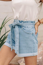 Load image into Gallery viewer, Analise Tie Waist Denim Shorts in Light Wash
