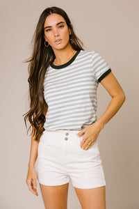 Harlie Striped Tee in Sage