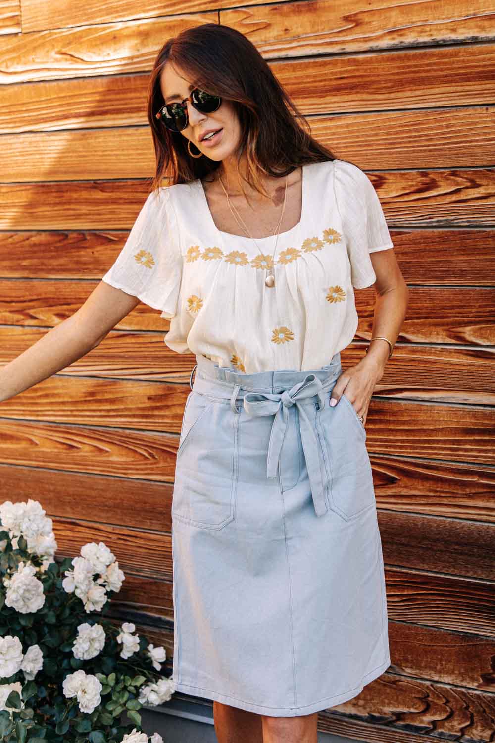 Daisy Embroidered Top