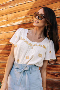 Daisy Embroidered Top