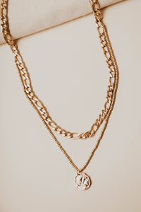 Beaded Gold Coin Chain Necklace