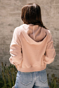 Button Front Cropped Hoodie