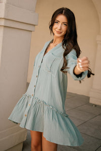 Button Down Ruffle Dress