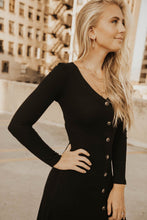 Load image into Gallery viewer, Button Down Knit Dress in Black
