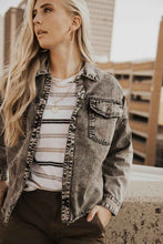 Load image into Gallery viewer, Acid Wash Denim Jacket in Charcoal
