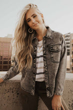 Load image into Gallery viewer, Acid Wash Denim Jacket in Charcoal
