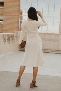 Button Down Knit Dress in Oatmeal