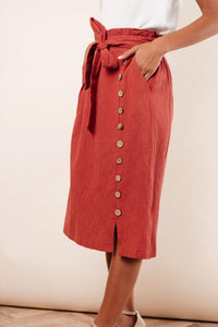 Ginger Midi Skirt in Rust